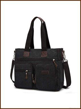 Canvas Satchel Handbag Multi Pocket Crossbody Tote Travel Work Bag